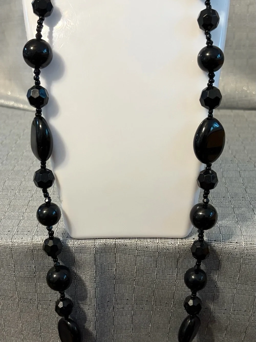 Elegant Black Beaded Long Necklace - Women Jewelry